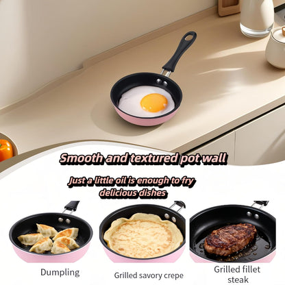 4.7inch Mini Non-Tick Egg Pan - 5-Layer Coating, Dishwasher Safe, Gas/Induction Compatible Small Frying Pan for Omelet, Pancake, Oven & Dishwasher Safe - Perfect for Camping & RV (Pink)