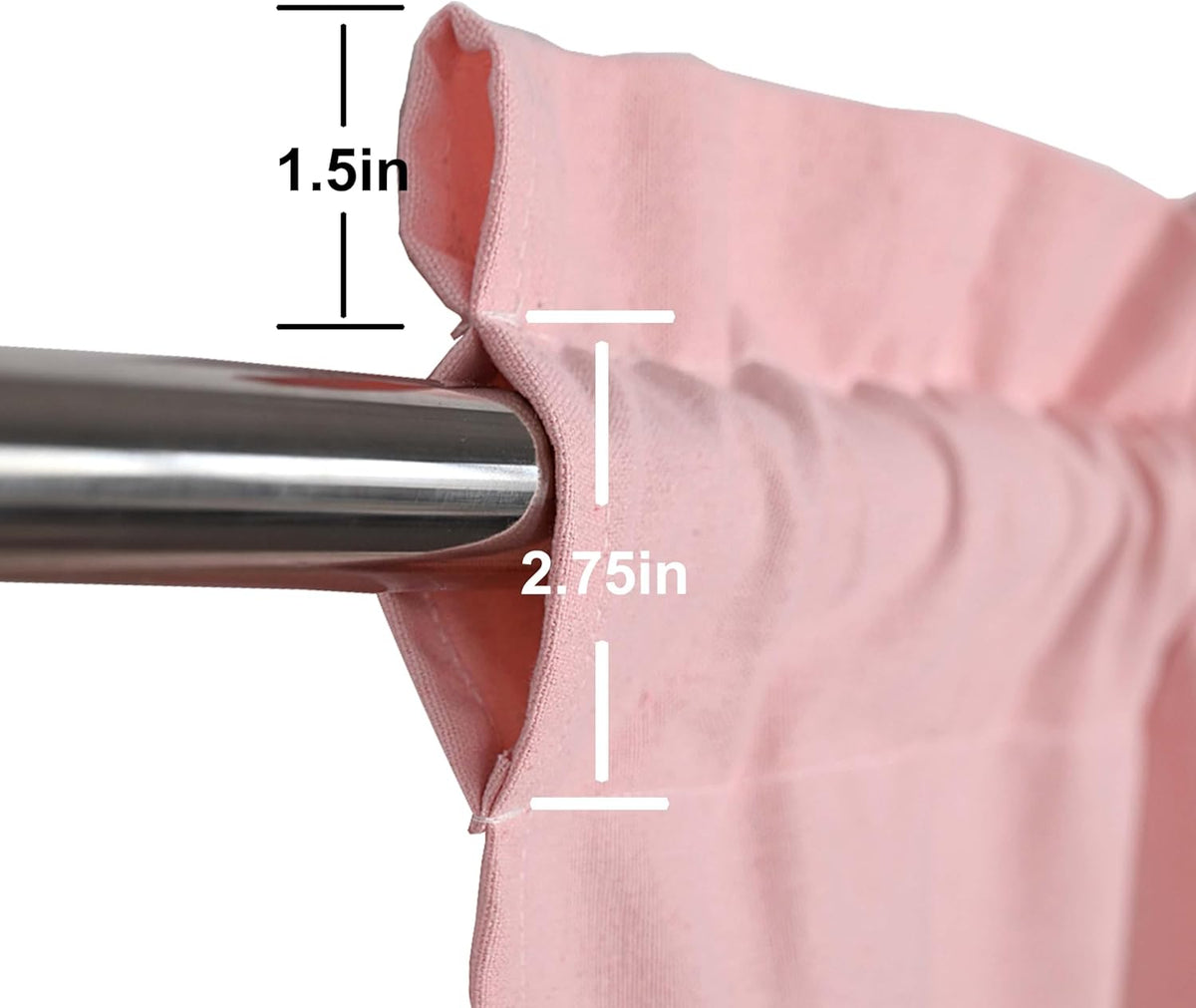 Farmhouse Rustic Pink Cotton Blend Valance Curtain, Striped Pleated Design with Coconut Buttons, Multi-Room Window Treatment for Kitchen, Living Room, Bedroom, 52" W x 18" L