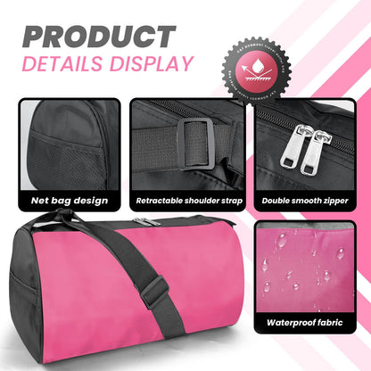 Small Travel Duffel Bag Foldable Waterproof Gym Bag for Gym Beach Swim Bag Men Women Duffle Bag Lightweight Oxford Cloth Sports Bag-Pink