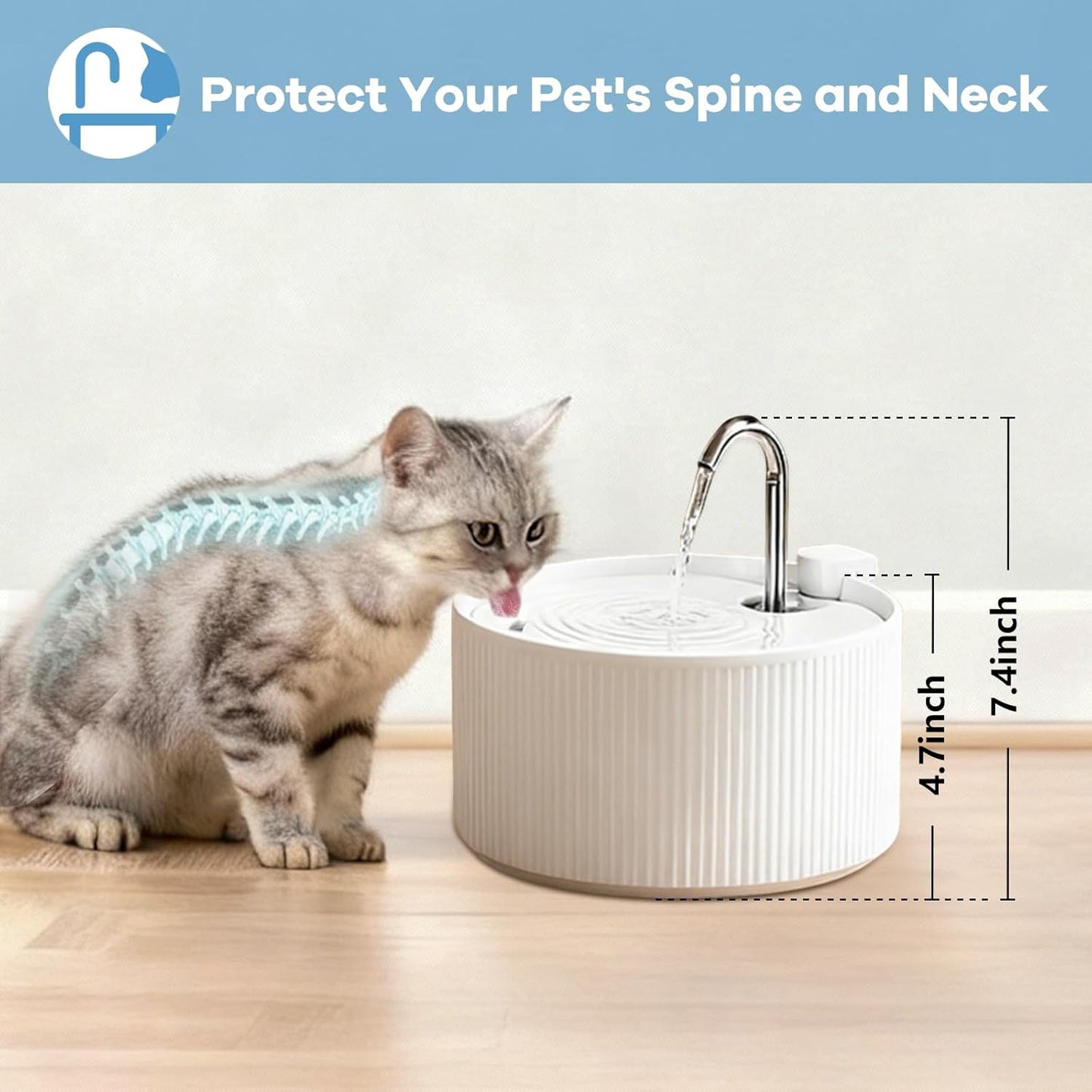 Upgrade Ceramic Cat Water Fountain, 2.2L/78oz Ceramic Cat Fountain, Automatic Ceramic Water Fountain for Cats, Pet Water Fountain with Ultra-Quiet Pump (White)