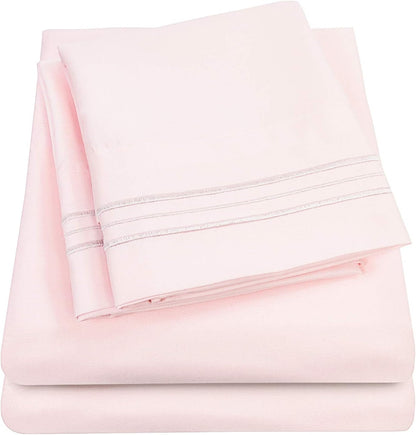 1500 Supreme Collection Queen Sheet Sets Pale Pink - Luxury Hotel Bed Sheets and Pillowcase Set for Queen Mattress - Extra Soft, Elastic Corner Straps, Deep Pocket Sheets, Queen Pale Pink