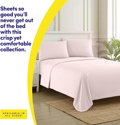 1500 Supreme Collection Queen Sheet Sets Pale Pink - Luxury Hotel Bed Sheets and Pillowcase Set for Queen Mattress - Extra Soft, Elastic Corner Straps, Deep Pocket Sheets, Queen Pale Pink