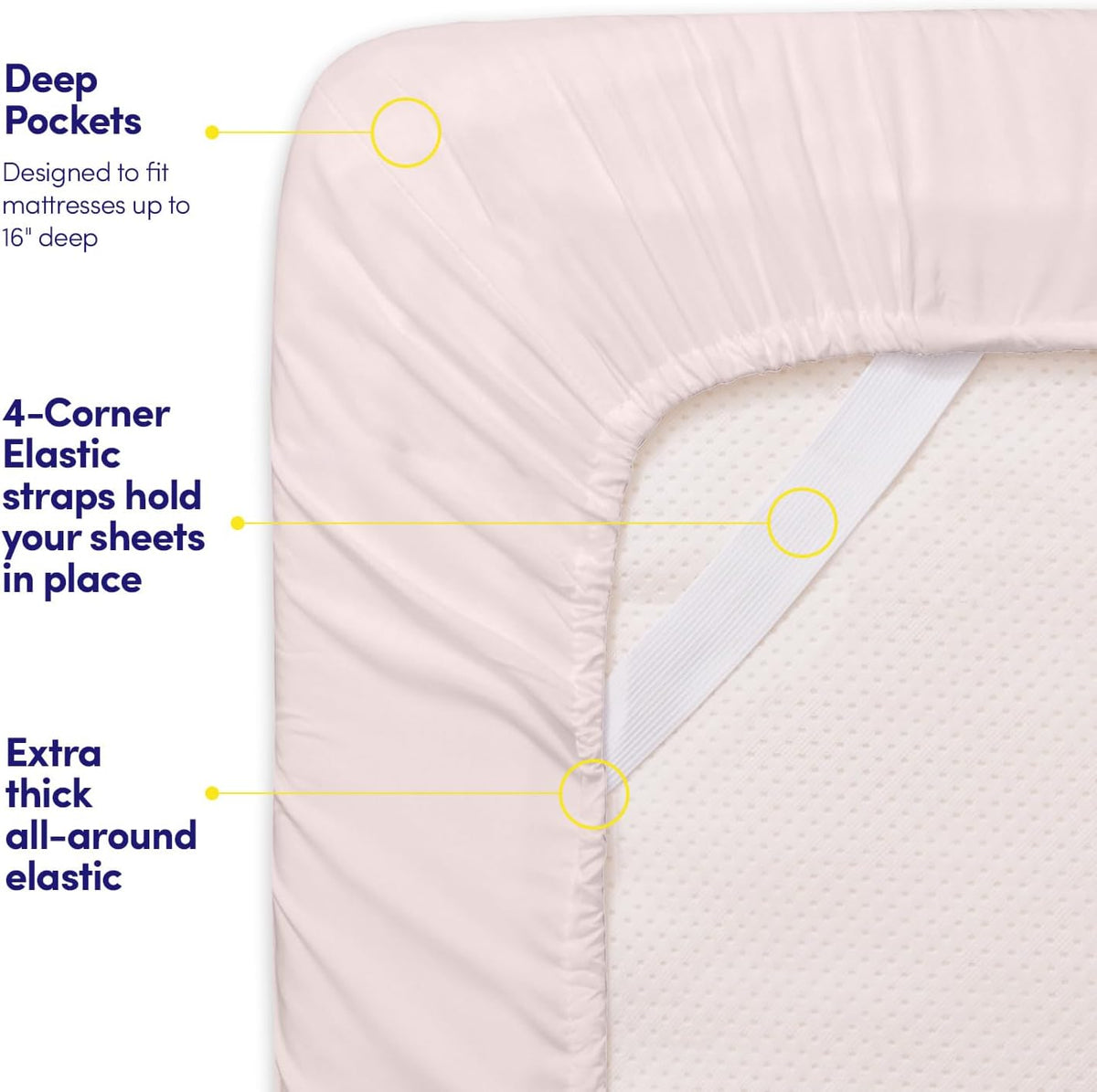 1500 Supreme Collection Queen Sheet Sets Pale Pink - Luxury Hotel Bed Sheets and Pillowcase Set for Queen Mattress - Extra Soft, Elastic Corner Straps, Deep Pocket Sheets, Queen Pale Pink