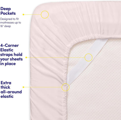 1500 Supreme Collection Queen Sheet Sets Pale Pink - Luxury Hotel Bed Sheets and Pillowcase Set for Queen Mattress - Extra Soft, Elastic Corner Straps, Deep Pocket Sheets, Queen Pale Pink