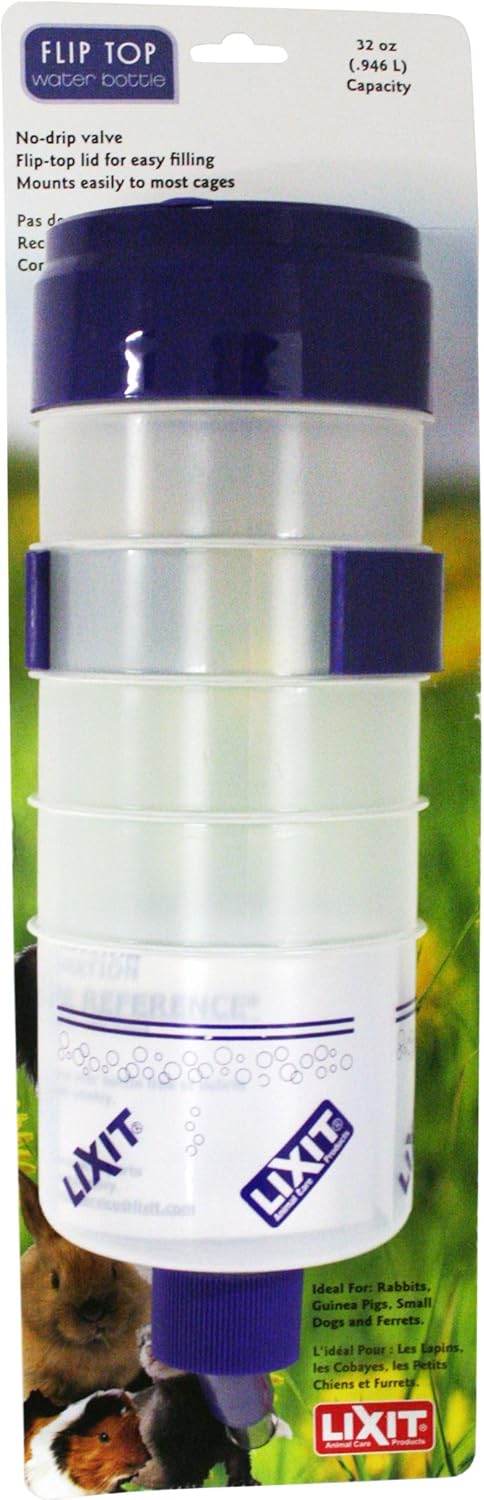 Lixit® Lever Valve Top Fill No Drip Water Bottles for Rabbits, Chinchillas, Ferrets, Guinea Pigs and Adult Rats (Purple (Pack of 1), 32 Ounce)
