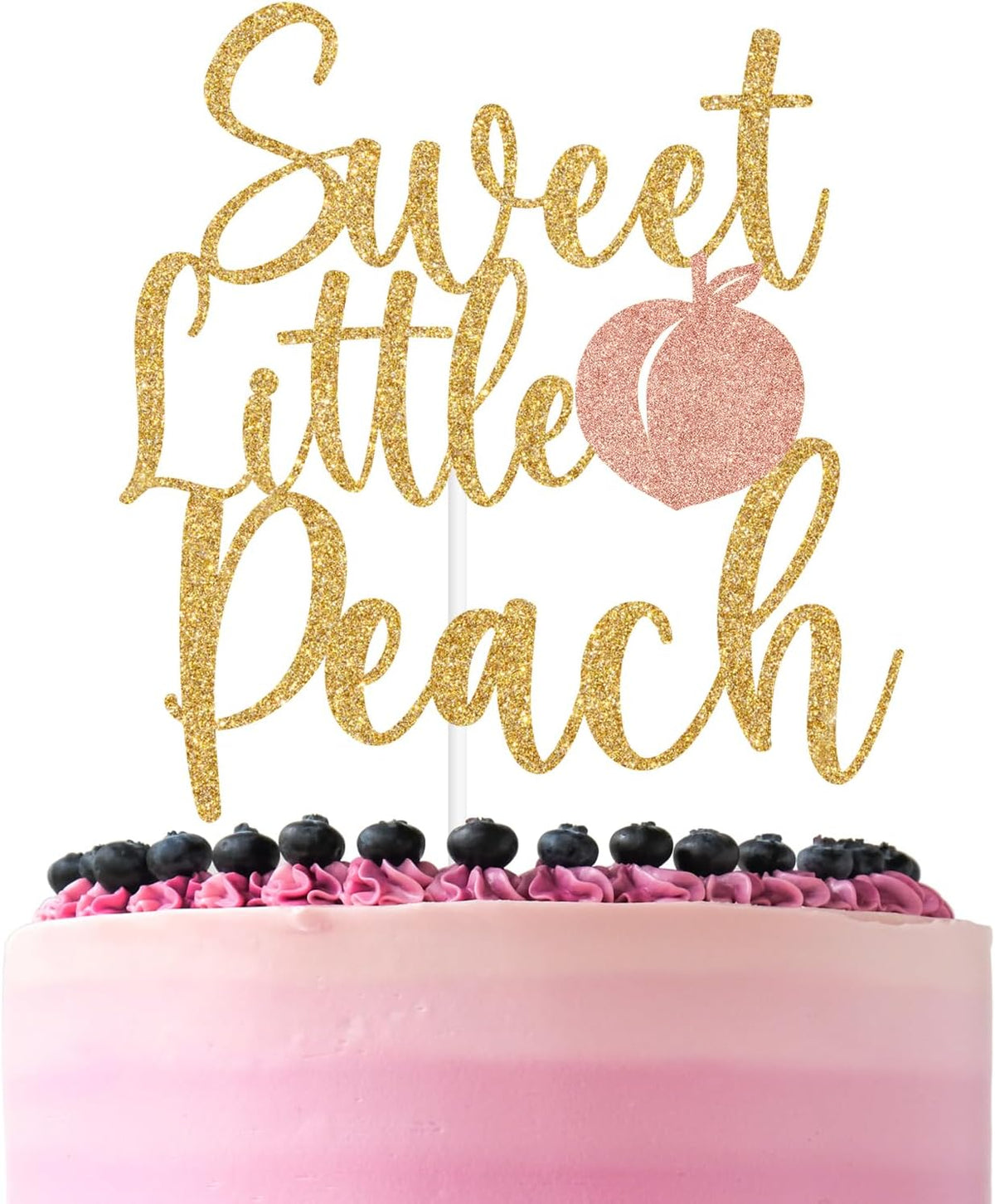 Gold Glitter Sweet Little Peach Cake Topper, Peach Sweet Baby Cake Décor, Peach Baby Shower Gender Reveal Party Decorations Supplies