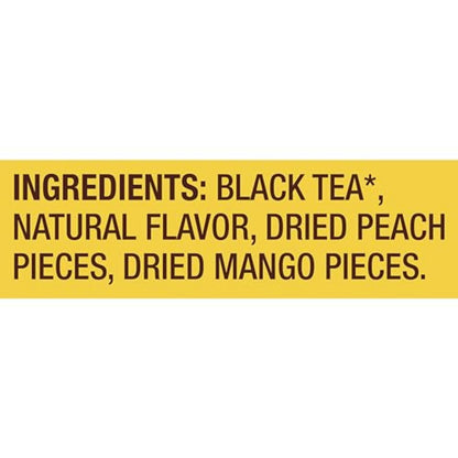 Black Tea Peach Mango 4-Pack Pyramid Tea Bags Flavored Caffeinated Hot Tea with Real Greek Peach Pieces and Mango Flavor Rainforest Alliance Certified 80 Total Teabags