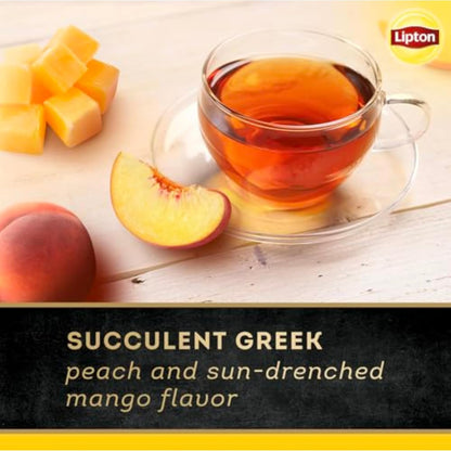 Black Tea Peach Mango 4-Pack Pyramid Tea Bags Flavored Caffeinated Hot Tea with Real Greek Peach Pieces and Mango Flavor Rainforest Alliance Certified 80 Total Teabags