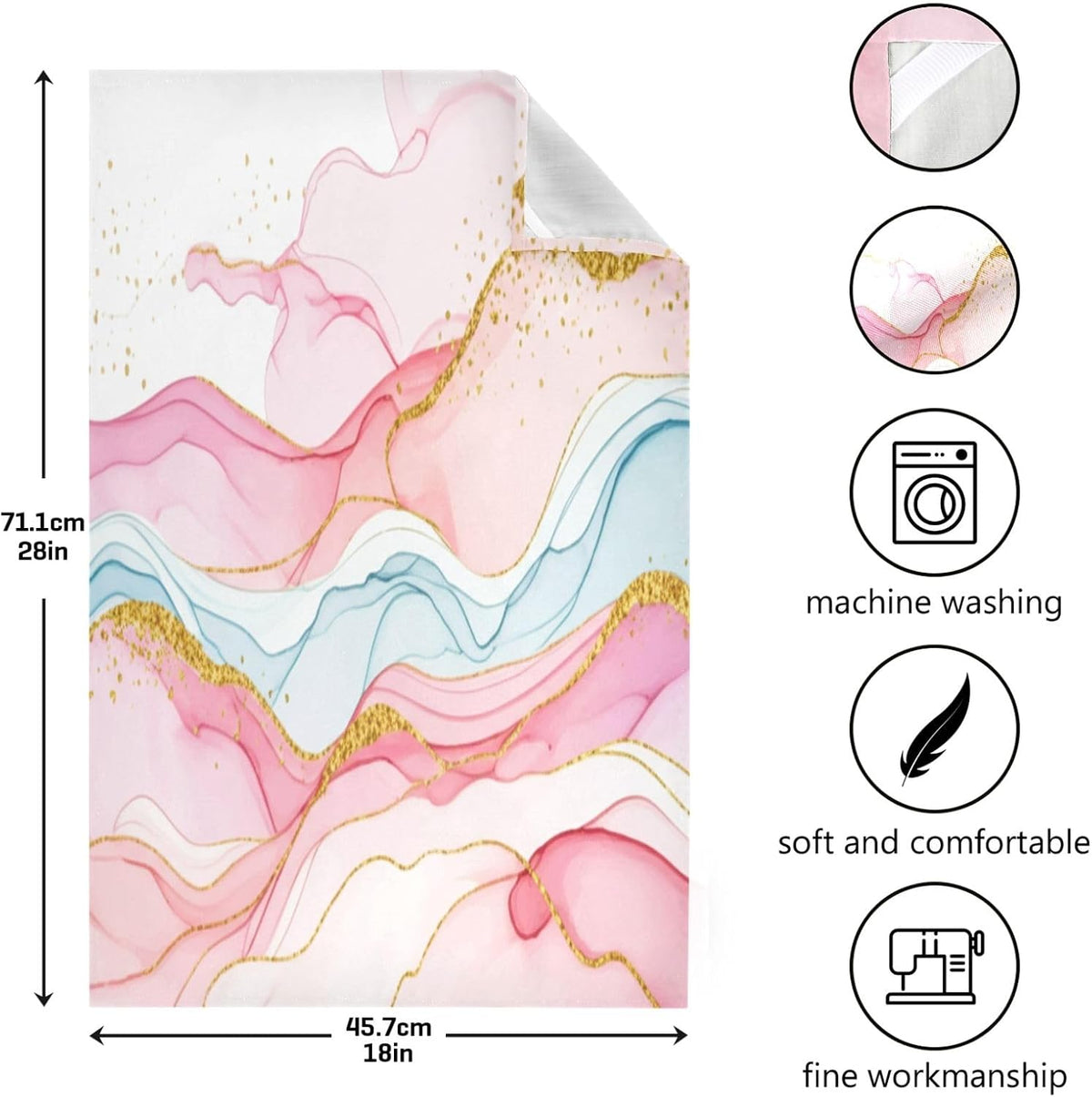 Art Pastel Pink Golden Sage Dish Towels Set Kitchen Decor Cute Tea Towels Rags Washcloths Absorbent Soft 18 x 28 Inch, 6 Packs