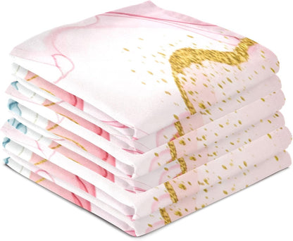 Art Pastel Pink Golden Sage Dish Towels Set Kitchen Decor Cute Tea Towels Rags Washcloths Absorbent Soft 18 x 28 Inch, 6 Packs