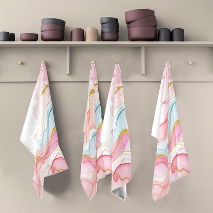 Art Pastel Pink Golden Sage Dish Towels Set Kitchen Decor Cute Tea Towels Rags Washcloths Absorbent Soft 18 x 28 Inch, 6 Packs
