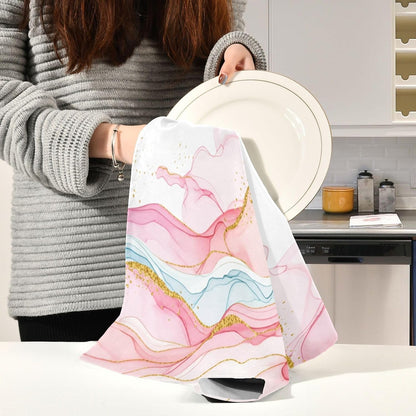 Art Pastel Pink Golden Sage Dish Towels Set Kitchen Decor Cute Tea Towels Rags Washcloths Absorbent Soft 18 x 28 Inch, 6 Packs