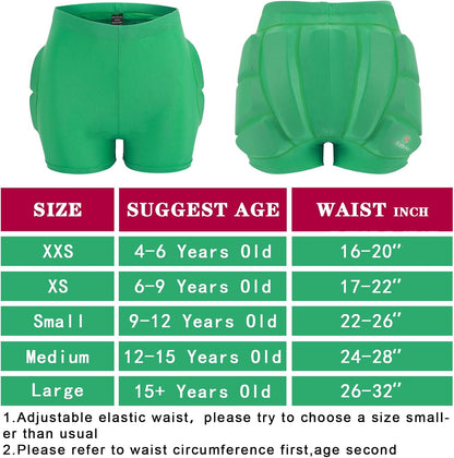 Kids Hip Butt Protection Pads Shorts, Youth Child 3D Tailbone Protective Padded Short Pants for Hockey Roller Skating Skateboarding Scooter Skiing Skating Snowboard