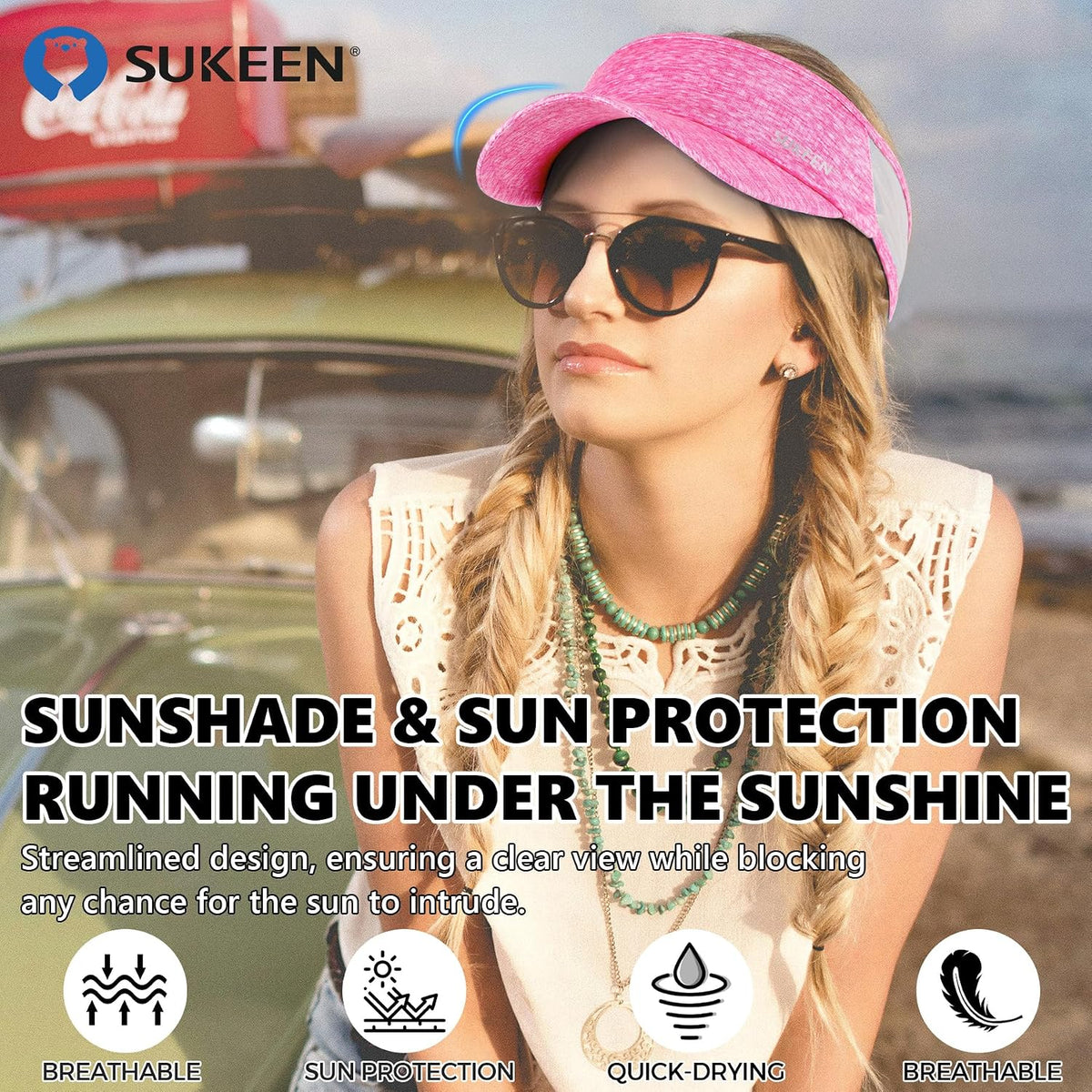 Sports Sun Visor Men Women Lightweight Portable Cooling Stretchy Visor Hat for Running, Golf, Daily Wear