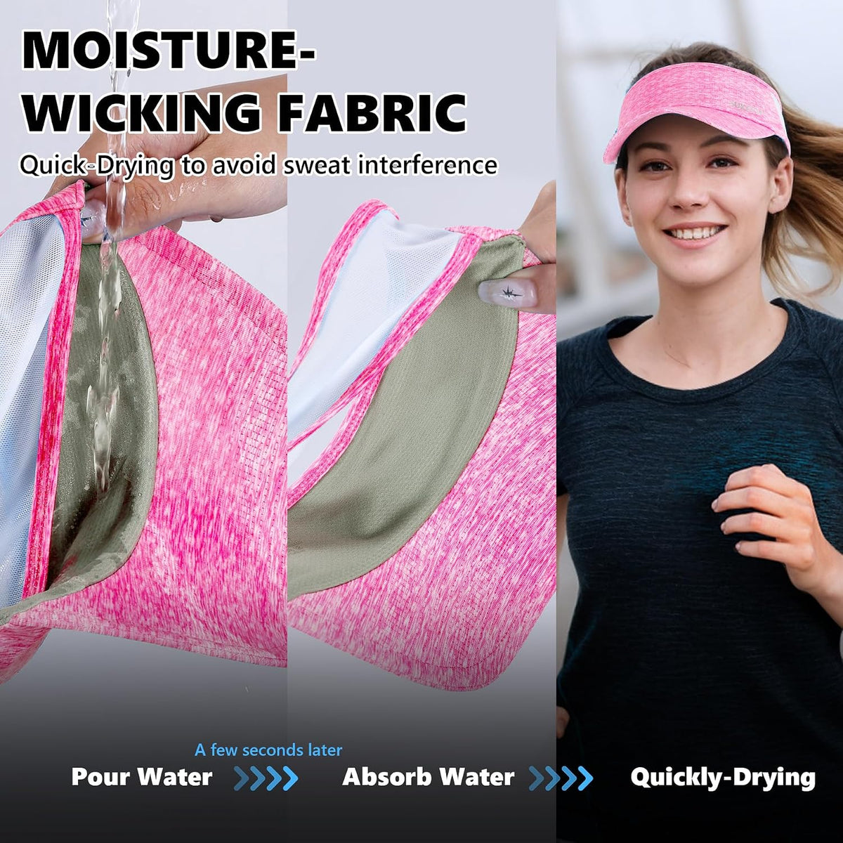 Sports Sun Visor Men Women Lightweight Portable Cooling Stretchy Visor Hat for Running, Golf, Daily Wear