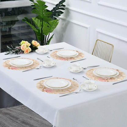 Rosette Floral Pattern Peach Gold Round placemat Reusable placemat placemats for Dining Table Autumn placemats Waterproof Linen placemats Set of 6 15.4x15.4in