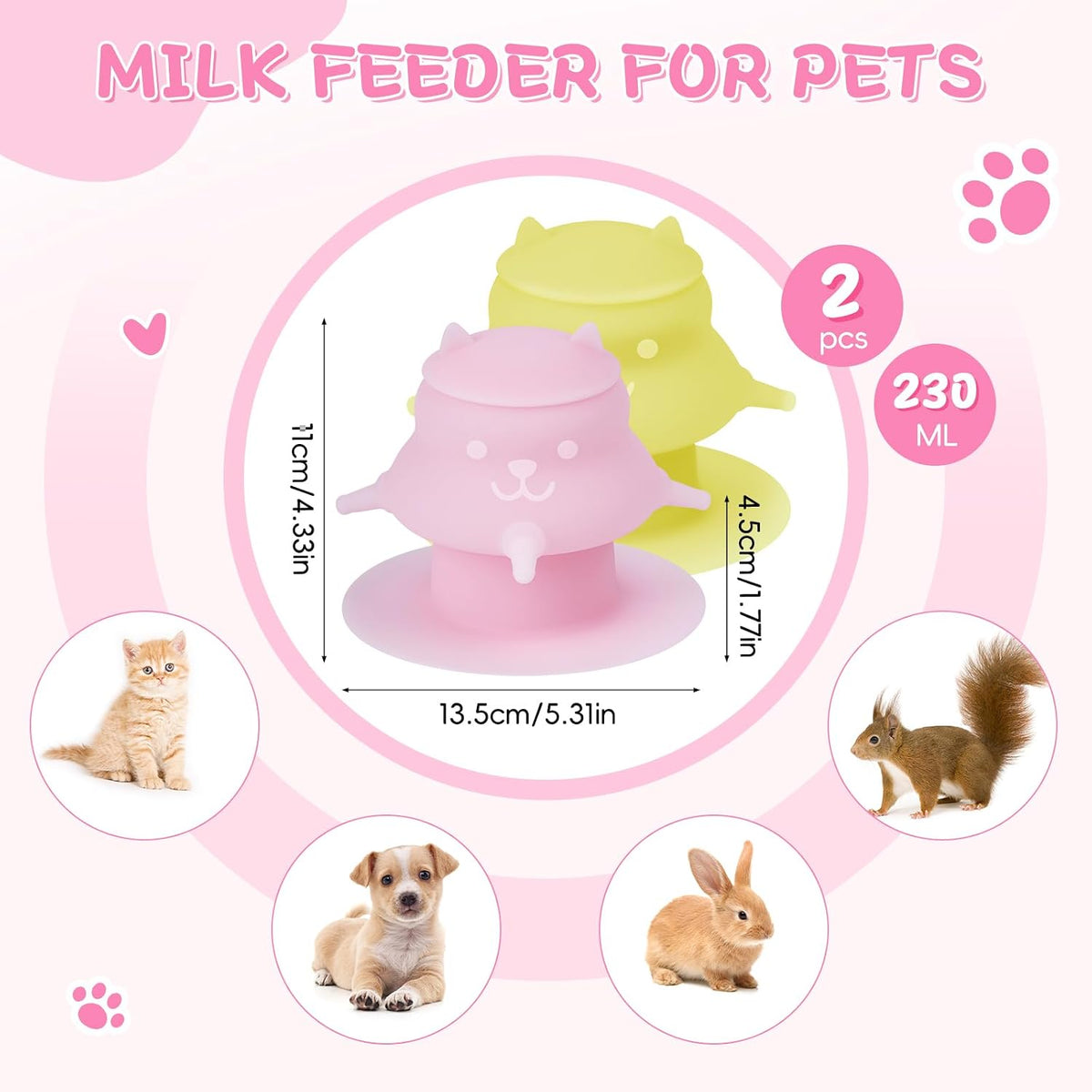 2Pcs Puppy Milk Feeder Nursing Station,Dispenser Food Grade Silicone