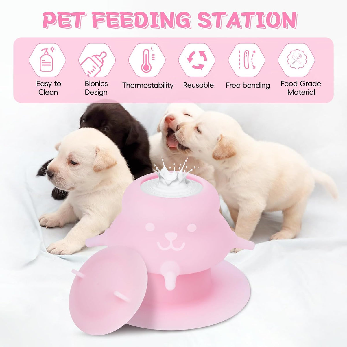 2Pcs Puppy Milk Feeder Nursing Station,Dispenser Food Grade Silicone