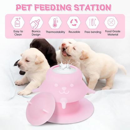 2Pcs Puppy Milk Feeder Nursing Station,Dispenser Food Grade Silicone