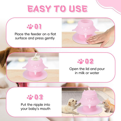2Pcs Puppy Milk Feeder Nursing Station,Dispenser Food Grade Silicone