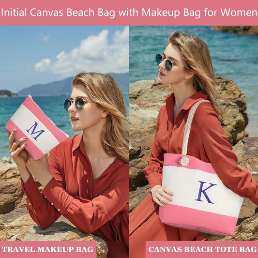 Beach Bags for Women - Travel Canvas Beach Tote, Pool Waterproof Bag, Travel Essentials, Gifts for Women Birthday