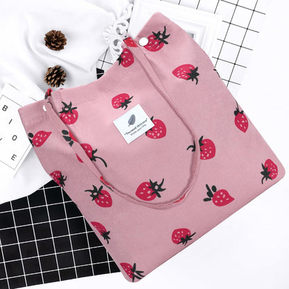 Ayieyill Corduroy Tote Bag for Women Canvas Shoulder Cord Purse with Inner Pocket