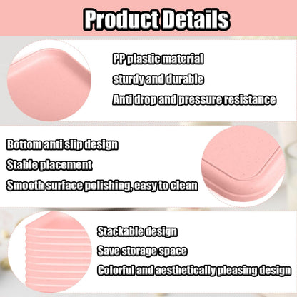 Plastic Serving Trays, 12 Pack Cafeteria Trays Plastic Fast Food Tray for DIY Projects, Painting, Beads, Organizing Supply, 9.4 X 6.7 X 0.6 Inches (Light Pink)