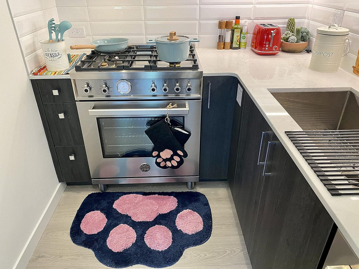 Oven Mitts Cat Paws - Black & Pink