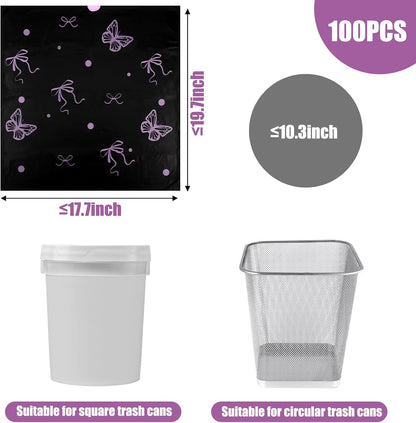 Pink Bow 4 Gallon Trash Bags Lavender Scented, 100 Count - Small Drawstring Garbage Bags No-tearing for Bathroom, Office, Kitchen, Home, Outdoor Camping