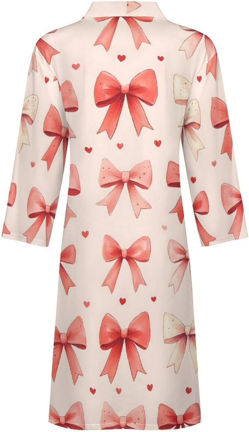 Pink Bow Print Robes for Men Women, Soft Bathrobe Long Men Womens Robes Lightweight Cozy Bath Robe