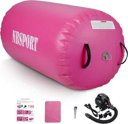 Air Barrel - Air Roller Gymnastics Barrel for Back Handspring Trainer, Air Tumble Mat with Pump for Gym Training/Yoga Balance Exercise/Cheerleading/Home and Outdoor Use