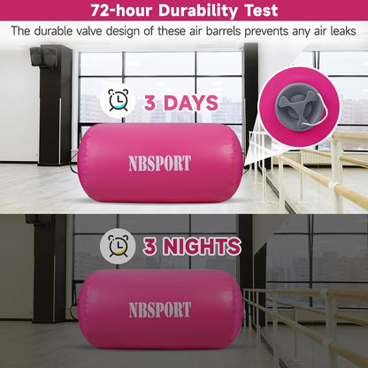 Air Barrel - Air Roller Gymnastics Barrel for Back Handspring Trainer, Air Tumble Mat with Pump for Gym Training/Yoga Balance Exercise/Cheerleading/Home and Outdoor Use