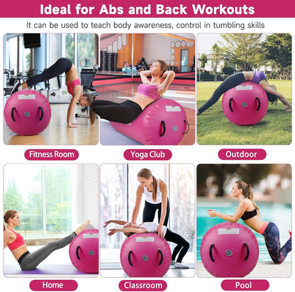 Air Barrel - Air Roller Gymnastics Barrel for Back Handspring Trainer, Air Tumble Mat with Pump for Gym Training/Yoga Balance Exercise/Cheerleading/Home and Outdoor Use