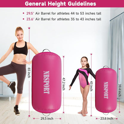 Air Barrel - Air Roller Gymnastics Barrel for Back Handspring Trainer, Air Tumble Mat with Pump for Gym Training/Yoga Balance Exercise/Cheerleading/Home and Outdoor Use