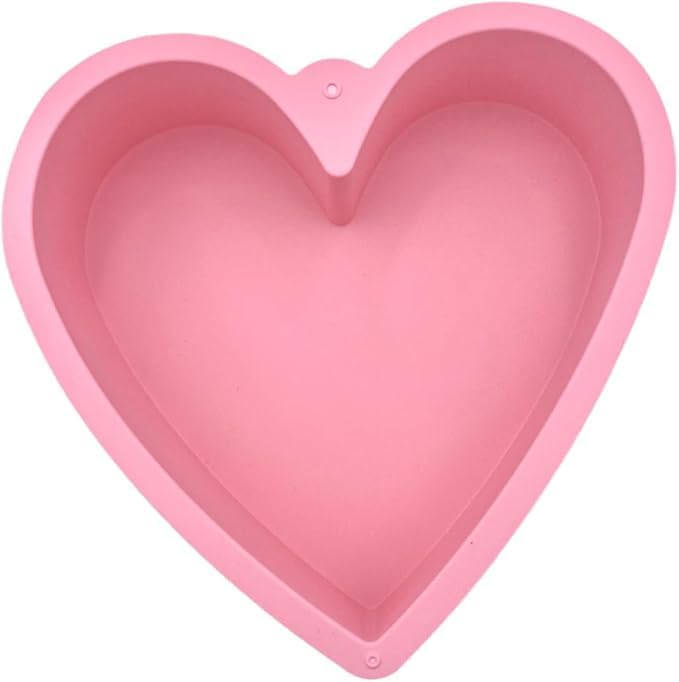 Nonstick Silicone Heart Cake Mold, Heart Cake Pan Set for Brownies, Food Grade Silicone, Nonstick Easy Clean, Freezer, Microwave and Oven Safe, Pink, 9 Inch