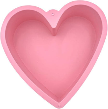 Nonstick Silicone Heart Cake Mold, Heart Cake Pan Set for Brownies, Food Grade Silicone, Nonstick Easy Clean, Freezer, Microwave and Oven Safe, Pink, 9 Inch