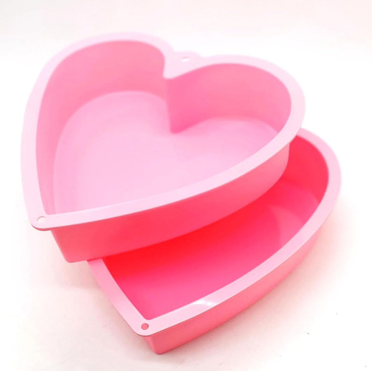 Nonstick Silicone Heart Cake Mold, Heart Cake Pan Set for Brownies, Food Grade Silicone, Nonstick Easy Clean, Freezer, Microwave and Oven Safe, Pink, 9 Inch