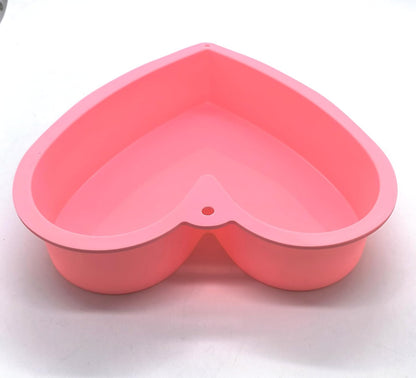 Nonstick Silicone Heart Cake Mold, Heart Cake Pan Set for Brownies, Food Grade Silicone, Nonstick Easy Clean, Freezer, Microwave and Oven Safe, Pink, 9 Inch