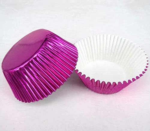 Pink Foil Metallic Paper Muffin Cupcake Liners Cases Baking Cups 100 pcs,Standard Size 2x1.25inch