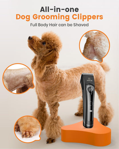 oneisall Dog Clippers for Grooming Doodles Poodles Thick Curly Hair,Low Noise Heavy Duty Dog Grooming Kit with Detachable Metal Blades