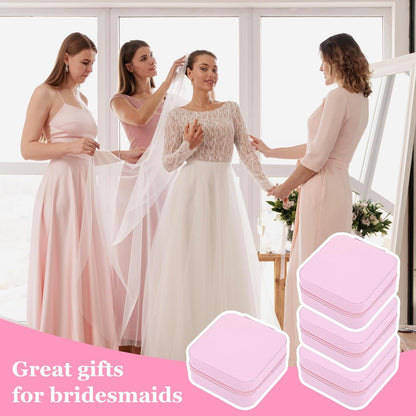 12pcs Mini Travel Jewelry Case,Bridesmaids Proposal Small Jewelry Box Mini Jewelry Organizer,Small PU Leather Portable Storage Box for Rings,Earrings,Necklaces,Bracelets(cherry blossom pink)