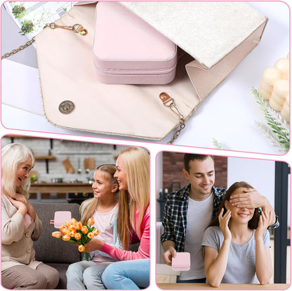 12pcs Mini Travel Jewelry Case,Bridesmaids Proposal Small Jewelry Box Mini Jewelry Organizer,Small PU Leather Portable Storage Box for Rings,Earrings,Necklaces,Bracelets(cherry blossom pink)