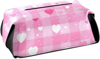 Tissue Box 1 pc Leather Tissue Box Cover 9.4 x 5.1 in Tissue Box Holder Rectangular Car Tissue Holder for Car Bathroom Living Room Decor and Accessories Pink Checkerboard Heart Speckle