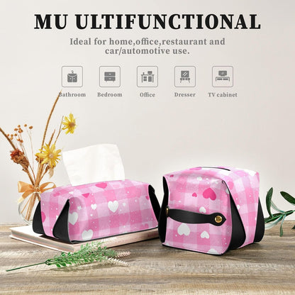 Tissue Box 1 pc Leather Tissue Box Cover 9.4 x 5.1 in Tissue Box Holder Rectangular Car Tissue Holder for Car Bathroom Living Room Decor and Accessories Pink Checkerboard Heart Speckle