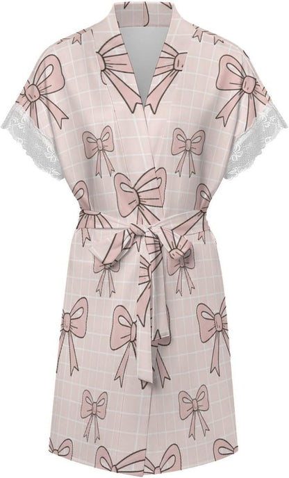 Pink Bow And Stars Womens Robe Bath Robe Sexy Robes for Women