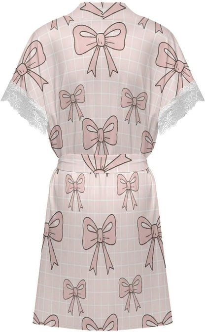 Pink Bow And Stars Womens Robe Bath Robe Sexy Robes for Women