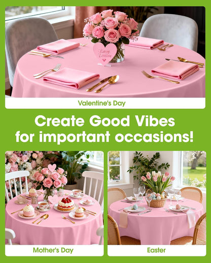 Plastic Table Cloth Disposable 8 Pack, 84 Inch Round, Pink