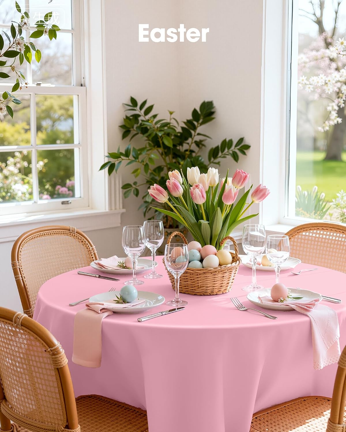 Plastic Table Cloth Disposable 8 Pack, 84 Inch Round, Pink