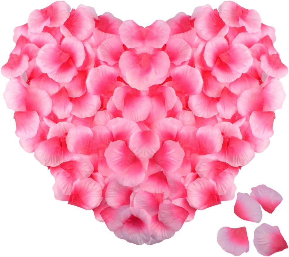 2000 PCS Silk Rose Petals Artificial Flower Petals for Wedding Flower Decoration. Pink and Rose Pink