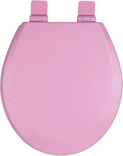 Toilet Seat, Slow Close, Soft Touch, Ultra-Smooth Matte Finish (No Orange-Peel Texture), Premium Moulded Wood, Quick Release, (Pink, Round)